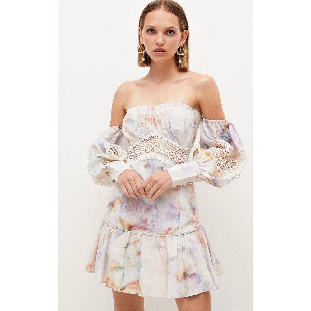 Elegant Off-Shoulder Mini Dress - Multicolor